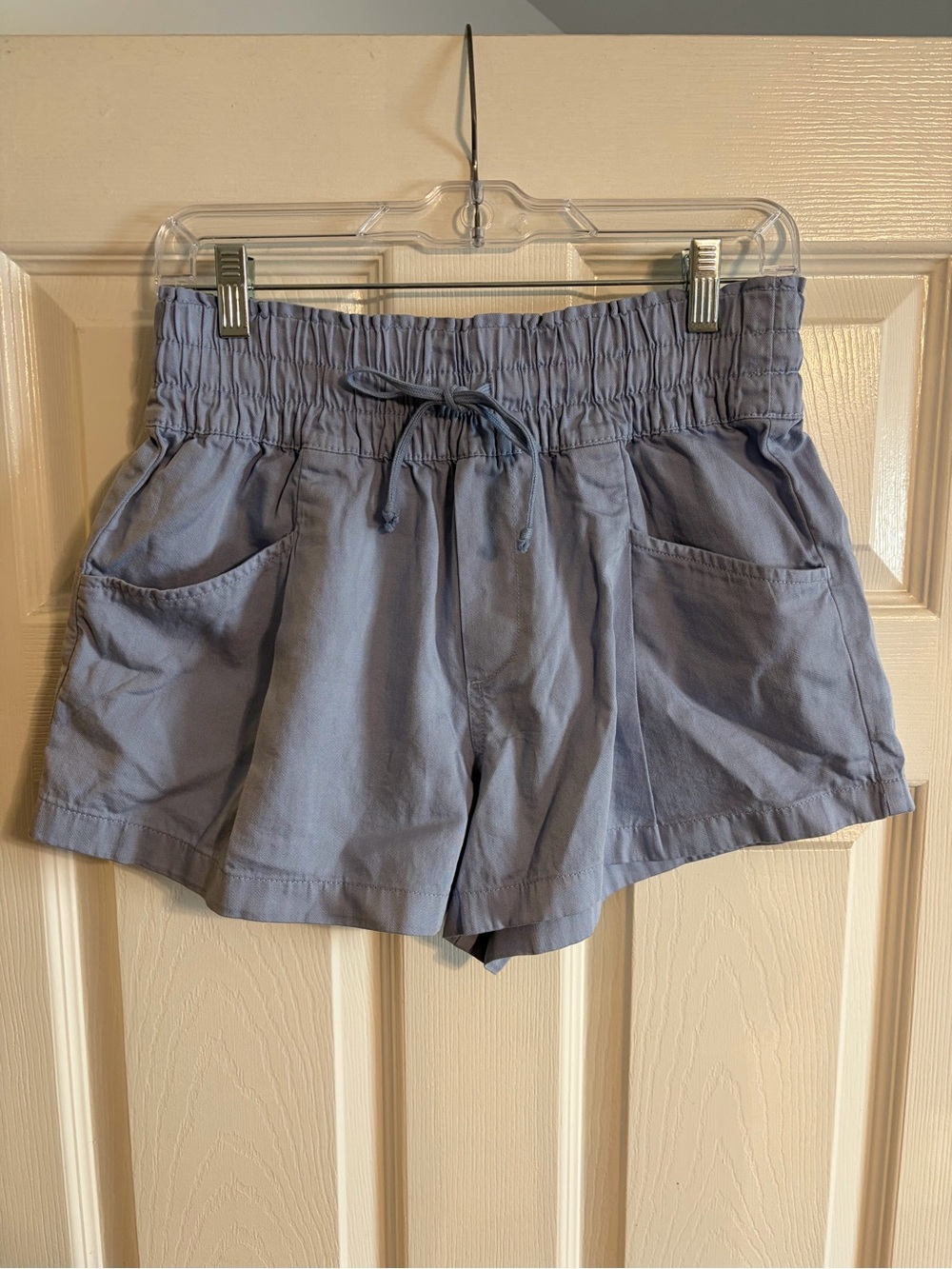 Aerie Woven Pull-On High Waist Smocked Shorts Periwinkle Blue Cotton S